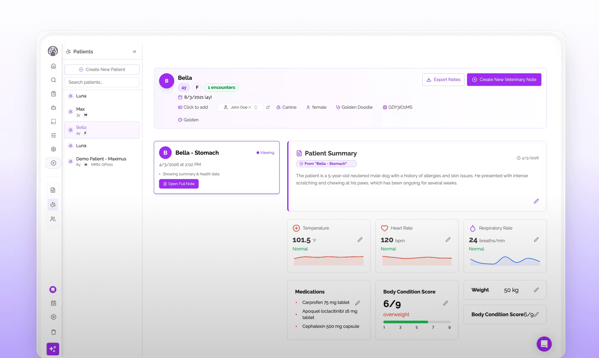 Maxly Vet product interface