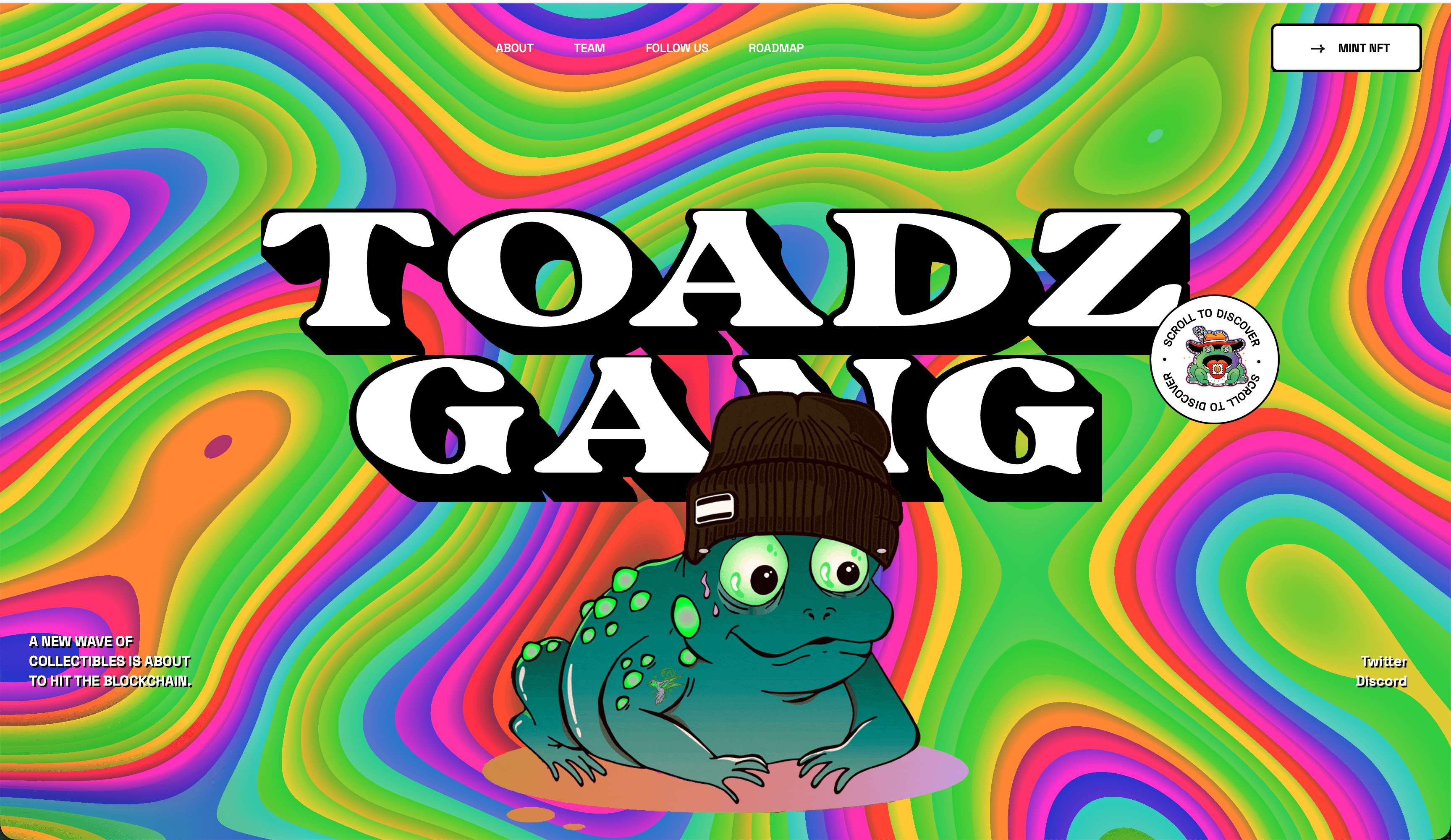 ToadzGang landing page artwork